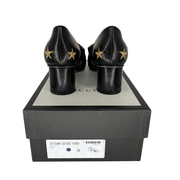 Gucci GG Marmont Bee & Star Embroidered Leather Mid-Heel Pumps - Picture 7 of 10